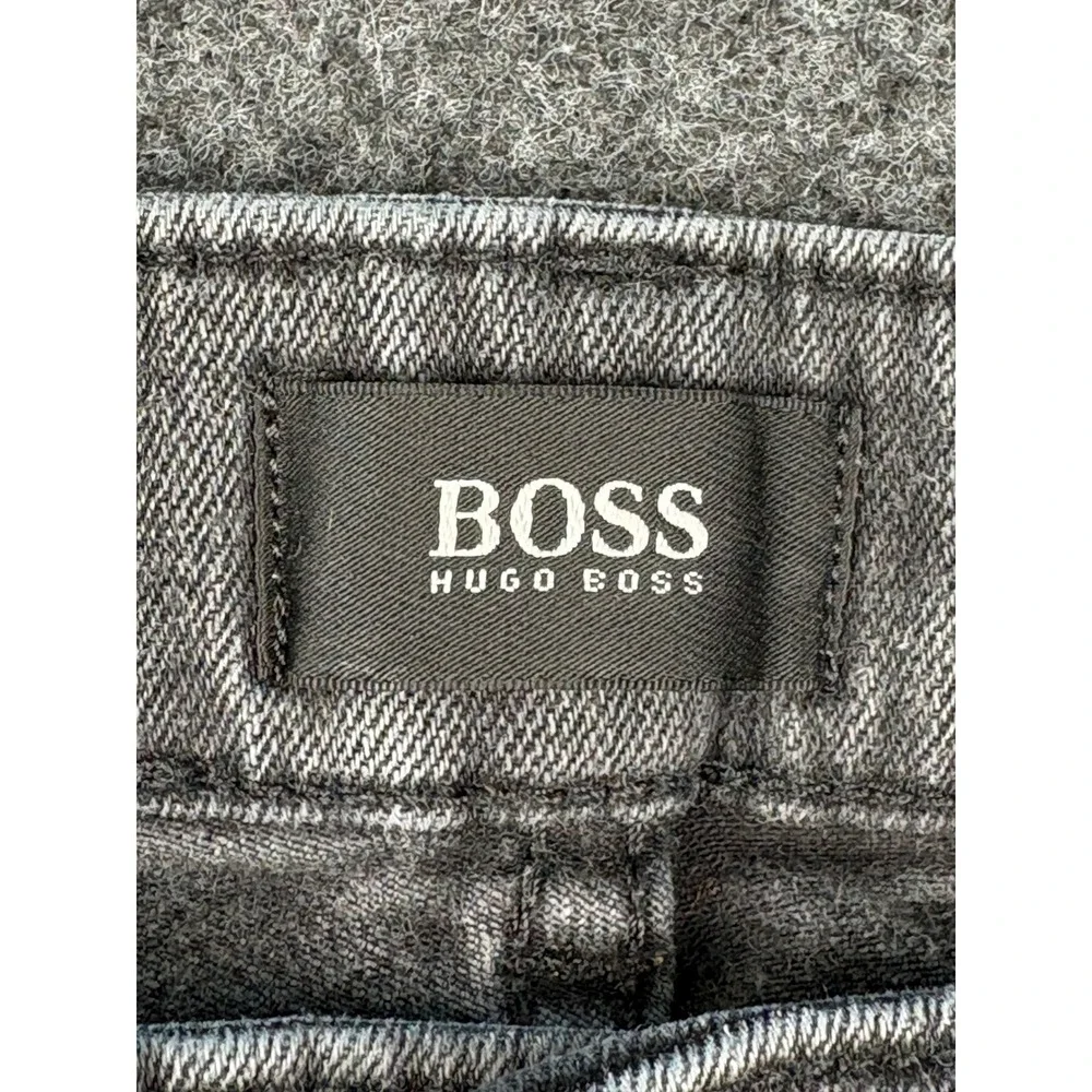 Hugo Boss Mens Slim Fit Stretch Jeans Charcoal Gray 34x32 Faded Denim